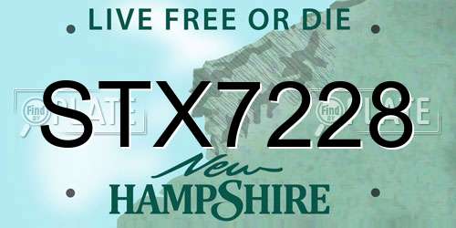 STX7228 New Hampshire License Plate