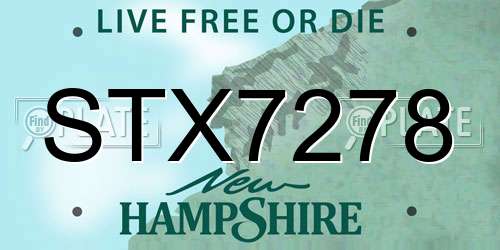 STX7278 New Hampshire License Plate