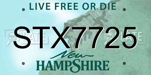 STX7725 New Hampshire License Plate