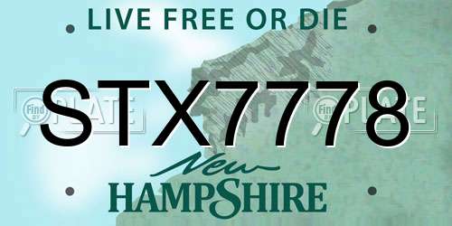 STX7778 New Hampshire License Plate
