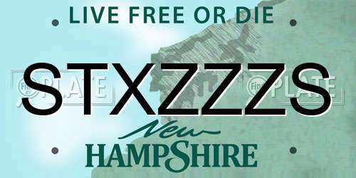 STXZZZS New Hampshire License Plate