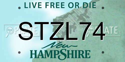 STZL74 New Hampshire License Plate