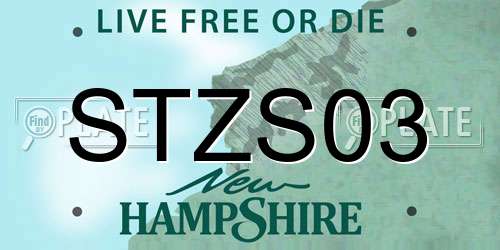 STZS03 New Hampshire License Plate