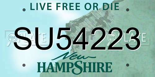 SU54223 New Hampshire License Plate