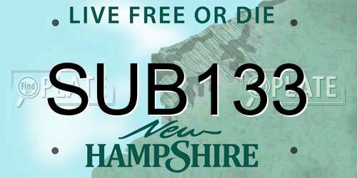 SUB133 New Hampshire License Plate