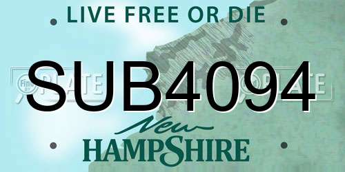 SUB4094 New Hampshire License Plate