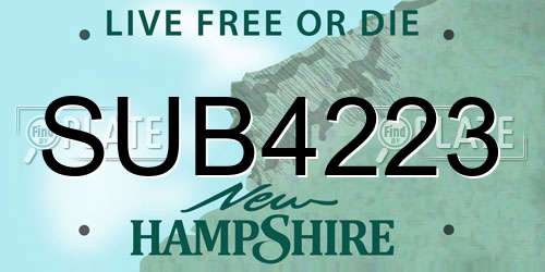 SUB4223 New Hampshire License Plate