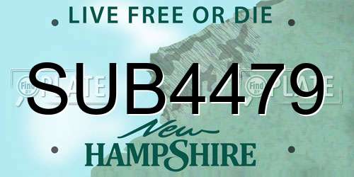 SUB4479 New Hampshire License Plate