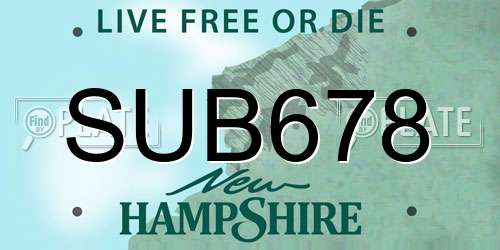 SUB678 New Hampshire License Plate