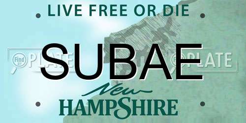 SUBAE New Hampshire License Plate