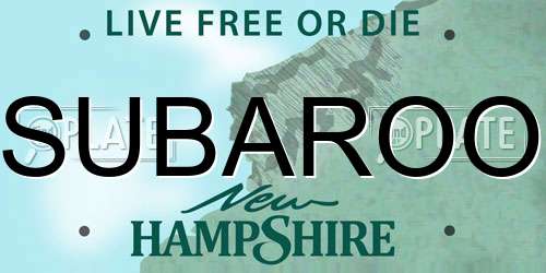 SUBAROO New Hampshire License Plate