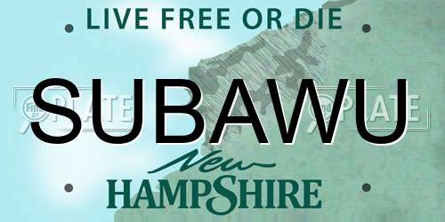 SUBAWU New Hampshire License Plate