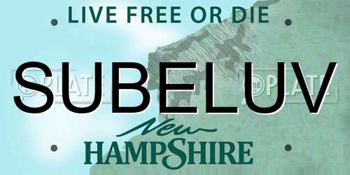 SUBELUV New Hampshire License Plate