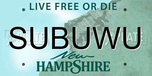 SUBUWU New Hampshire License Plate