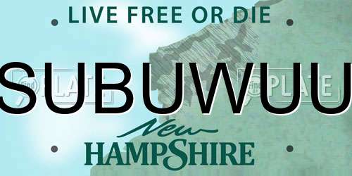 SUBUWUU New Hampshire License Plate