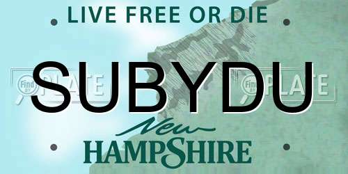 SUBYDU New Hampshire License Plate