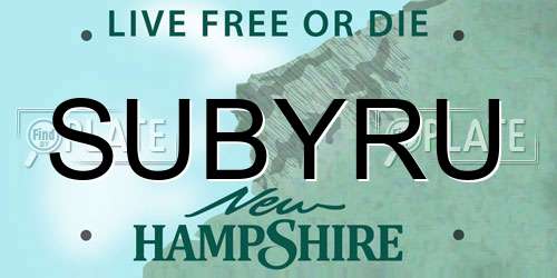 SUBYRU New Hampshire License Plate