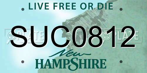 SUC0812 New Hampshire License Plate