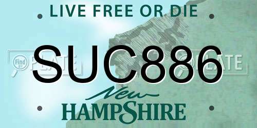 SUC886 New Hampshire License Plate