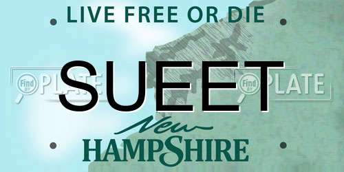 SUEET New Hampshire License Plate