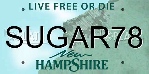 SUGAR78 New Hampshire License Plate