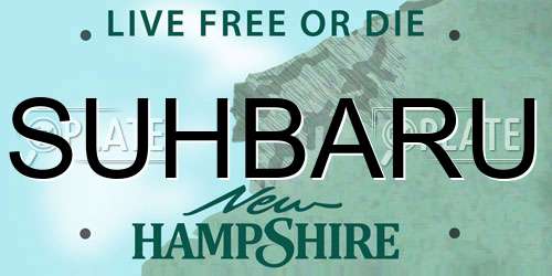 SUHBARU New Hampshire License Plate