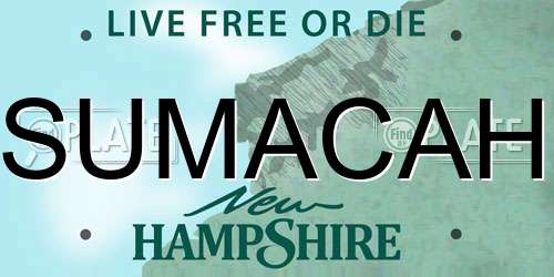SUMACAH New Hampshire License Plate