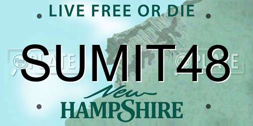 SUMIT48 New Hampshire License Plate