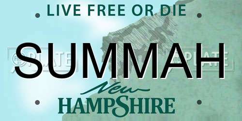 SUMMAH New Hampshire License Plate