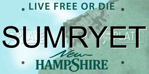 SUMRYET New Hampshire License Plate