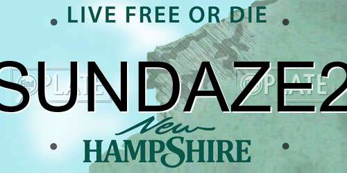 SUNDAZE2 New Hampshire License Plate