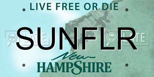 SUNFLR New Hampshire License Plate