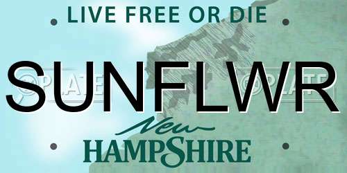 SUNFLWR New Hampshire License Plate