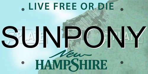 SUNPONY New Hampshire License Plate