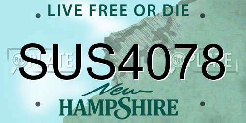 SUS4078 New Hampshire License Plate
