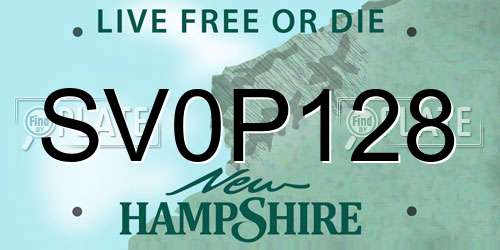 SV0P128 New Hampshire License Plate