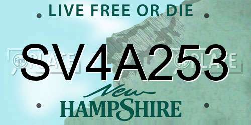 SV4A253 New Hampshire License Plate