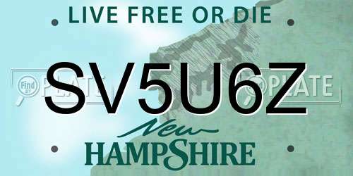 SV5U6Z New Hampshire License Plate