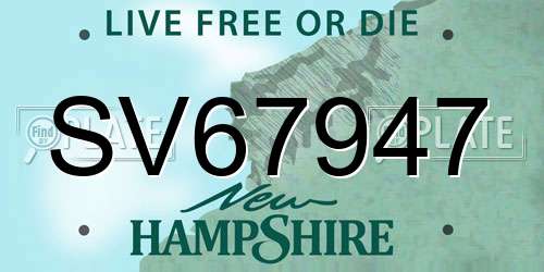 SV67947 New Hampshire License Plate