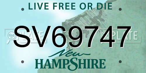 SV69747 New Hampshire License Plate