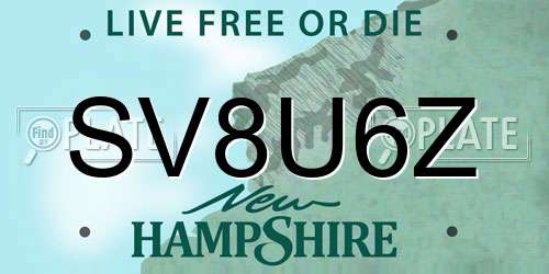 SV8U6Z New Hampshire License Plate