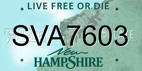 SVA7603 New Hampshire License Plate