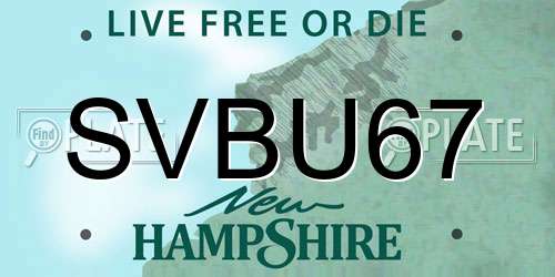 SVBU67 New Hampshire License Plate
