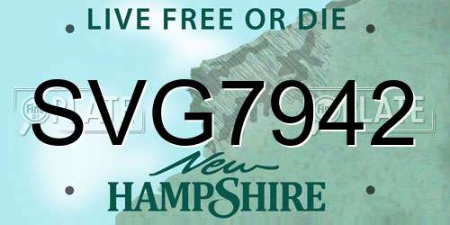 SVG7942 New Hampshire License Plate