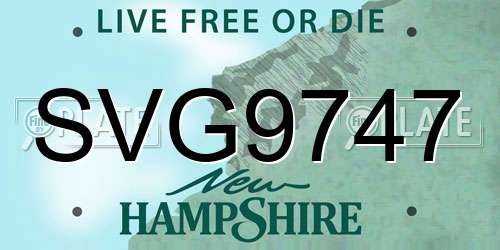 SVG9747 New Hampshire License Plate