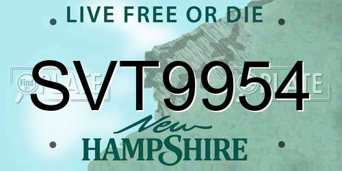 SVT9954 New Hampshire License Plate