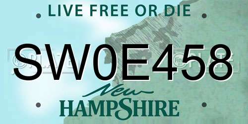 SW0E458 New Hampshire License Plate