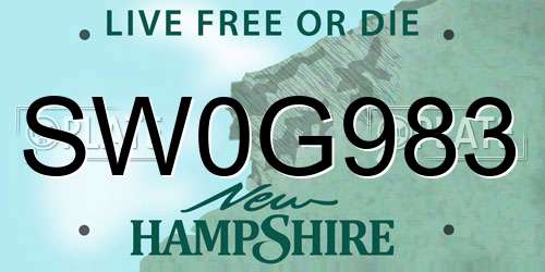 SW0G983 New Hampshire License Plate