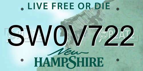 SW0V722 New Hampshire License Plate