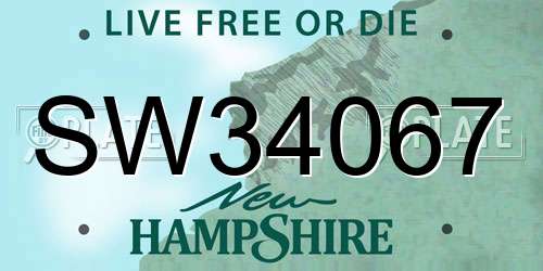 SW34067 New Hampshire License Plate